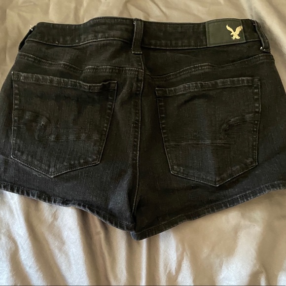AEO Black 360 Super Stretch Hi Rise Shorty Shorts High Waisted Spring Break Sz 4 - Picture 6 of 10
